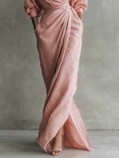 Women's Ruched Wrap Maxi Dress