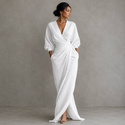 Women's Ruched Wrap Maxi Dress