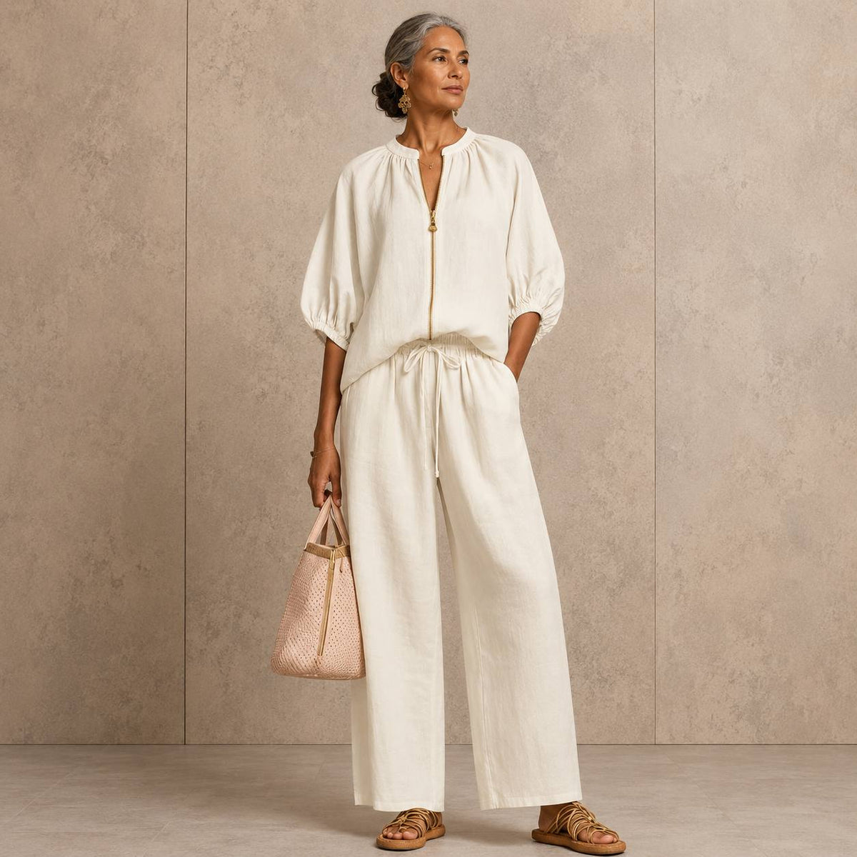 Women's Zip Front Long Sleeve Set