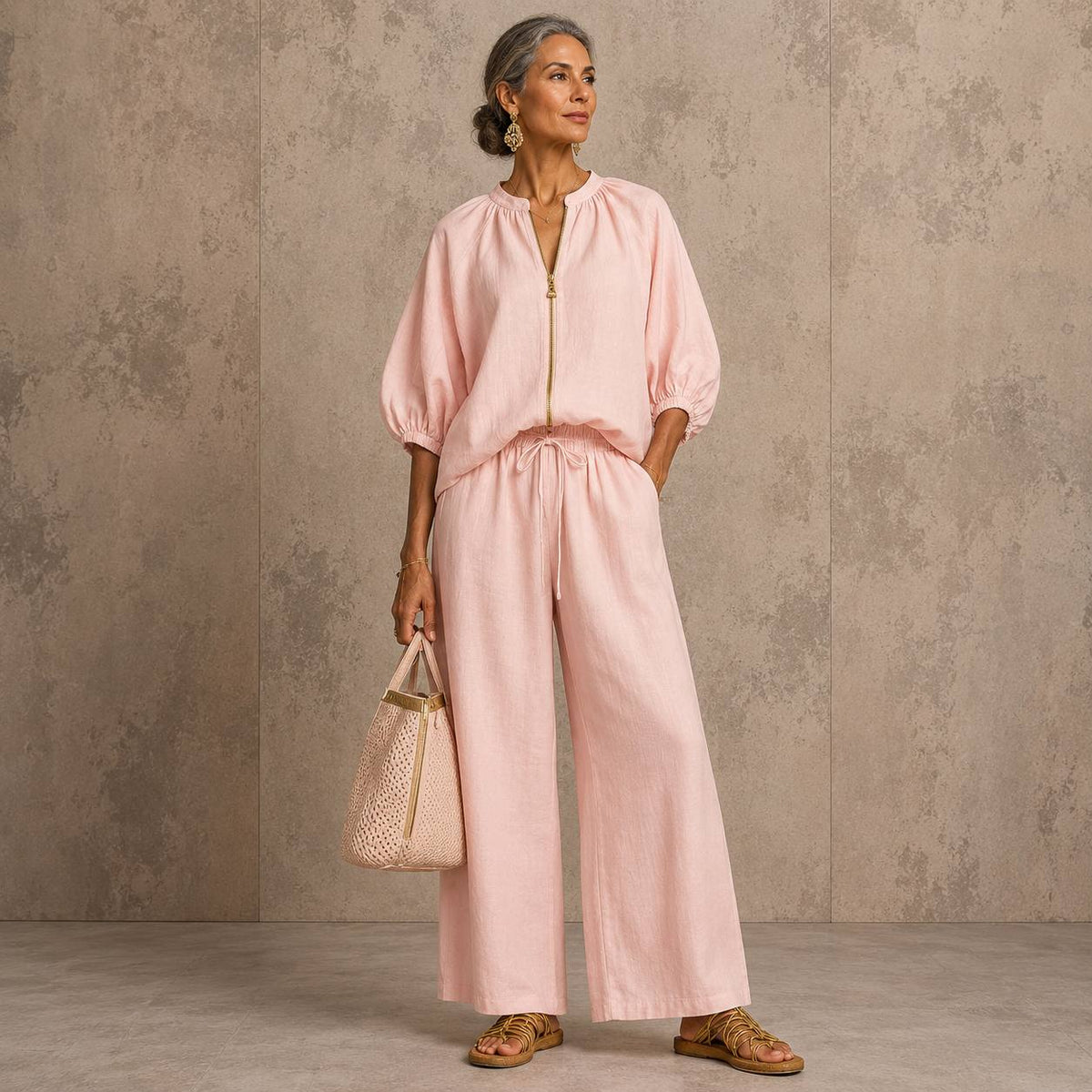 Women's Zip Front Long Sleeve Set