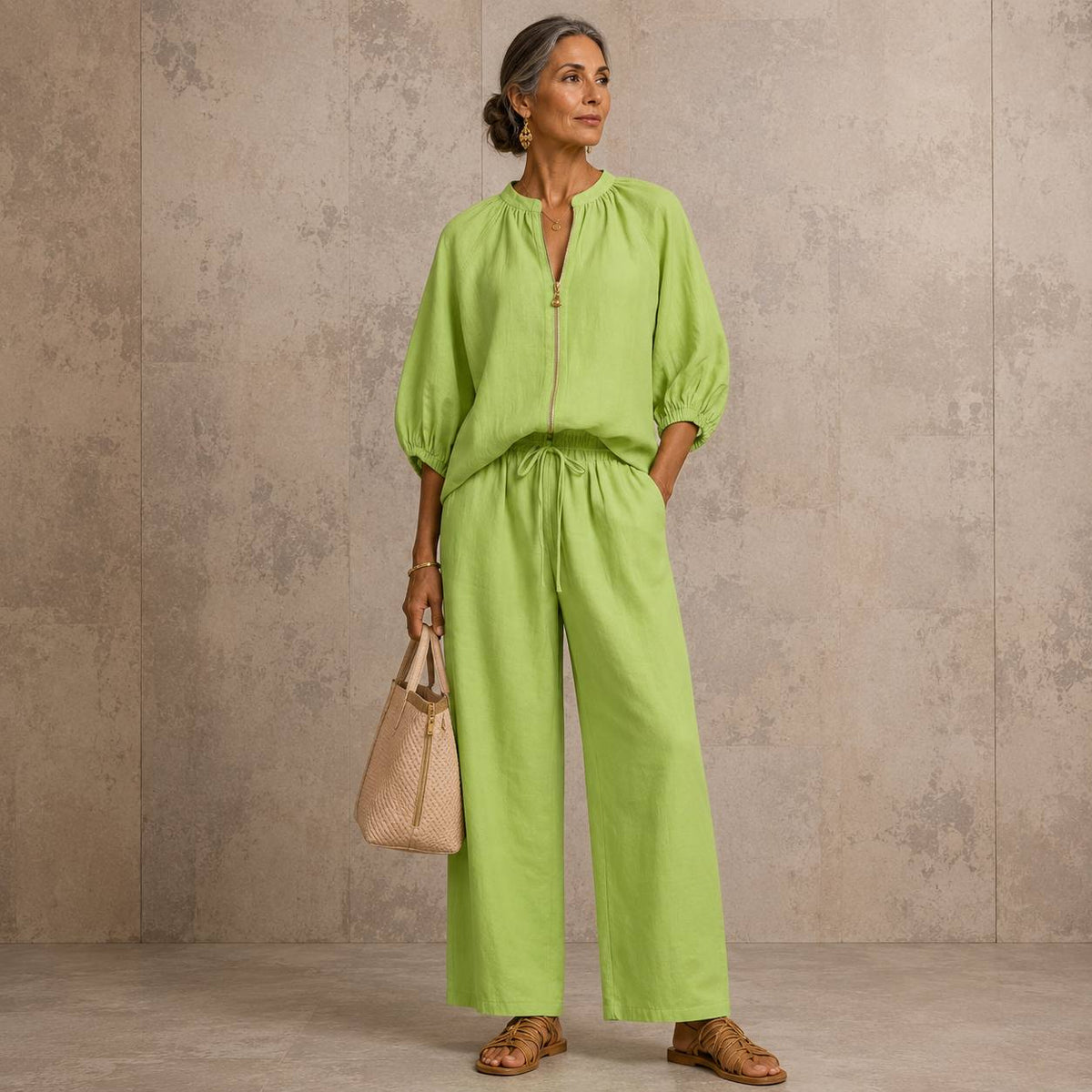 Women's Zip Front Long Sleeve Set