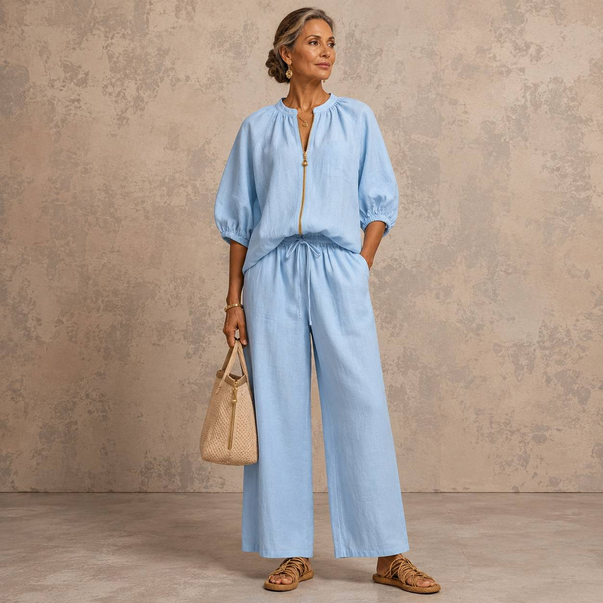 Women's Zip Front Long Sleeve Set