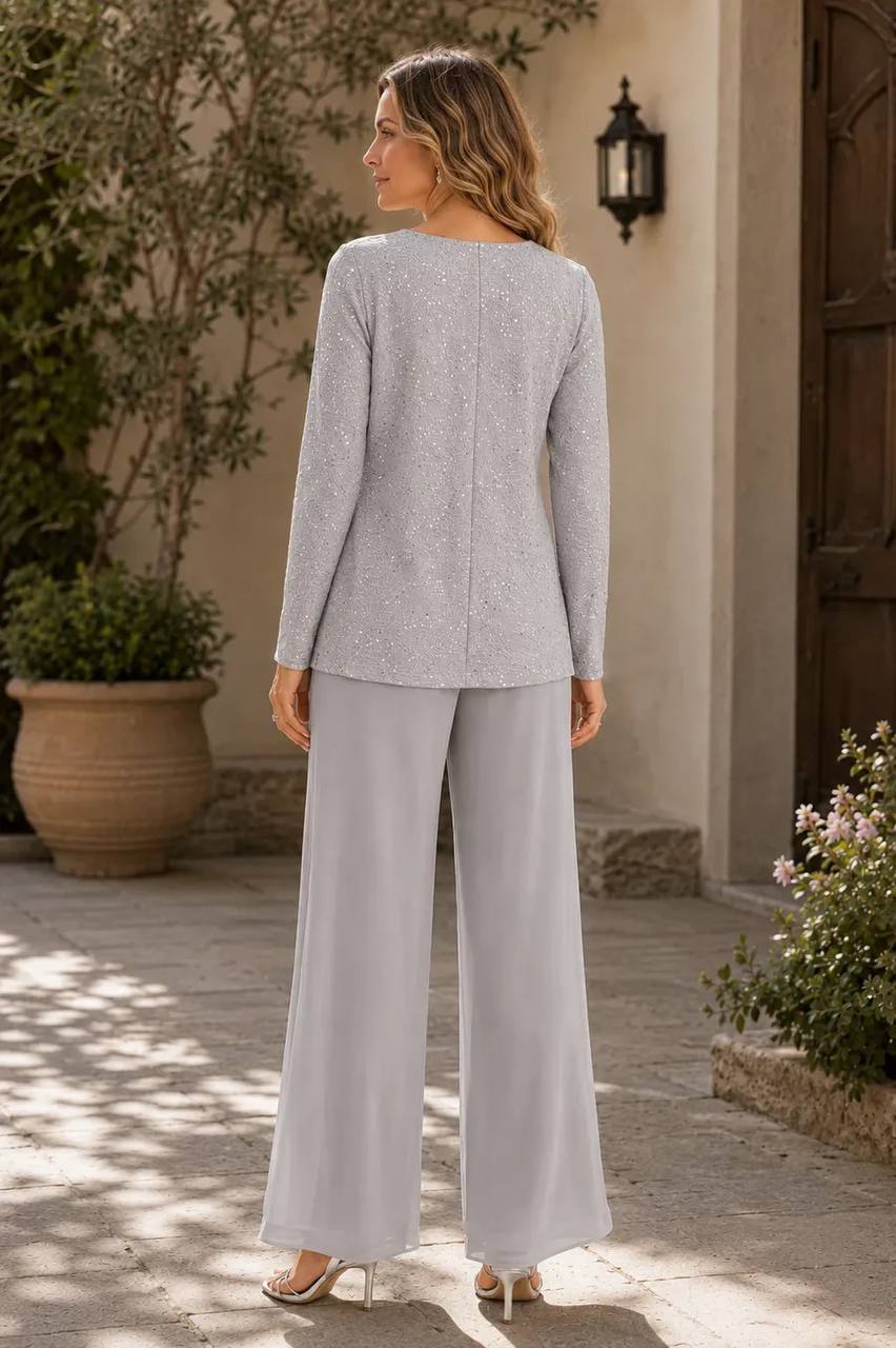 Women's Three Piece Shimmer Lounge Set