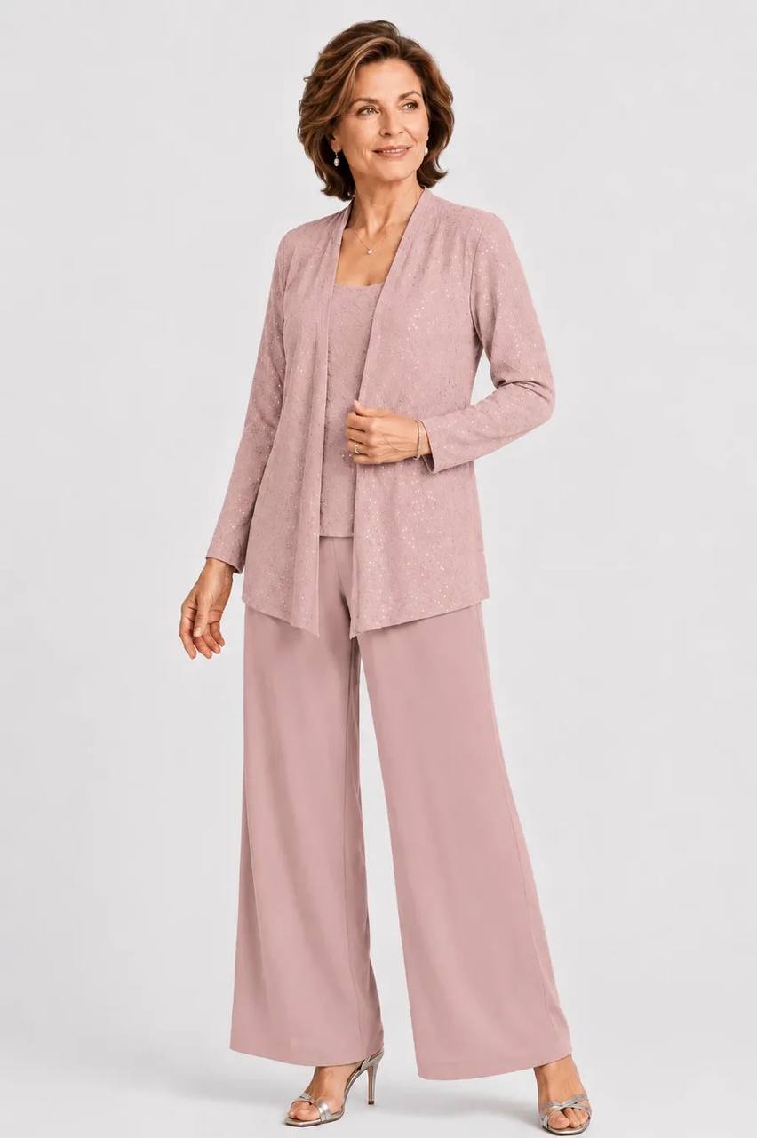 Women's Three Piece Shimmer Lounge Set