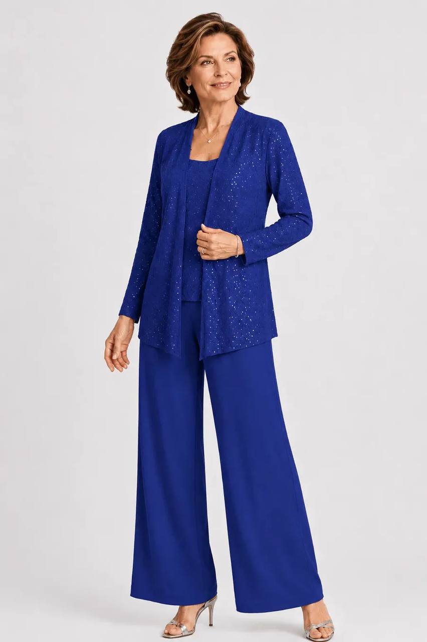Women's Three Piece Shimmer Lounge Set