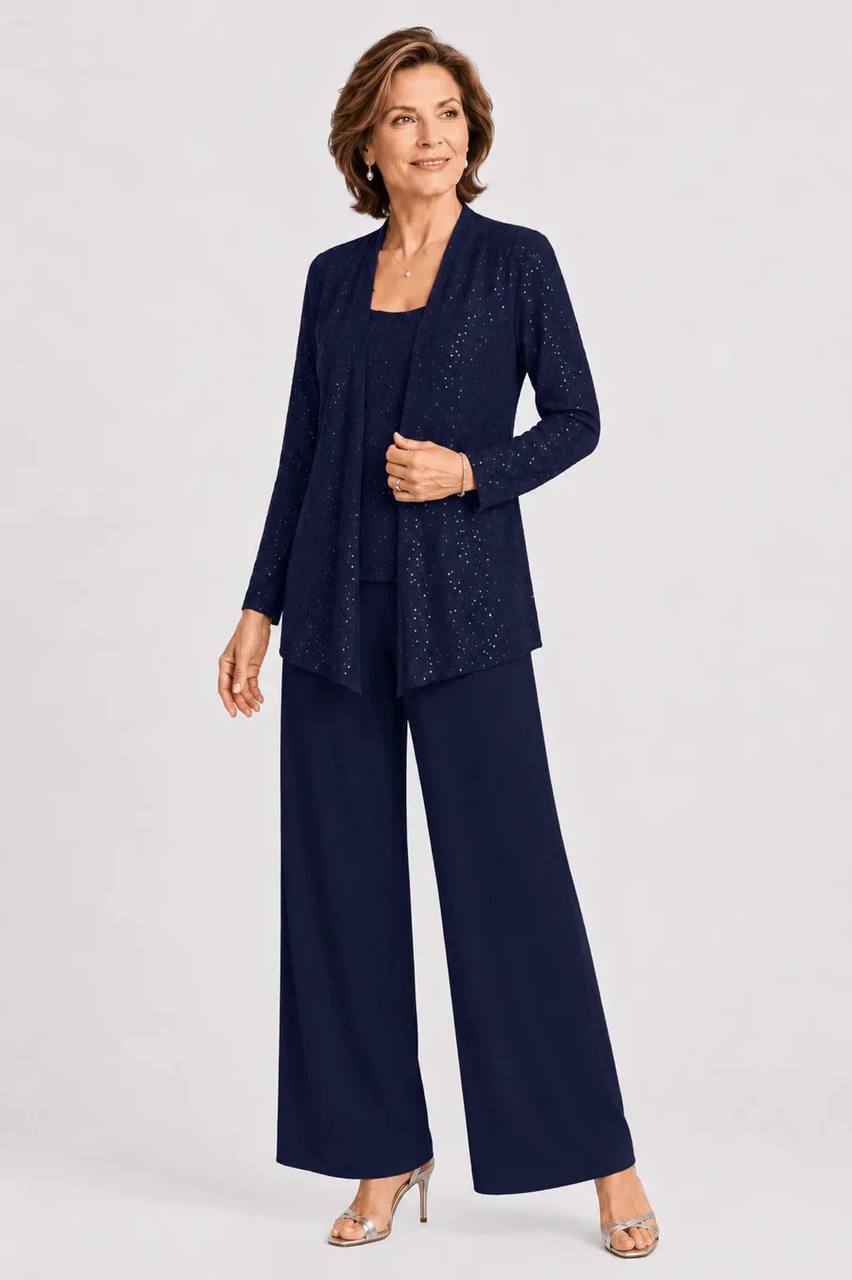 Women's Three Piece Shimmer Lounge Set