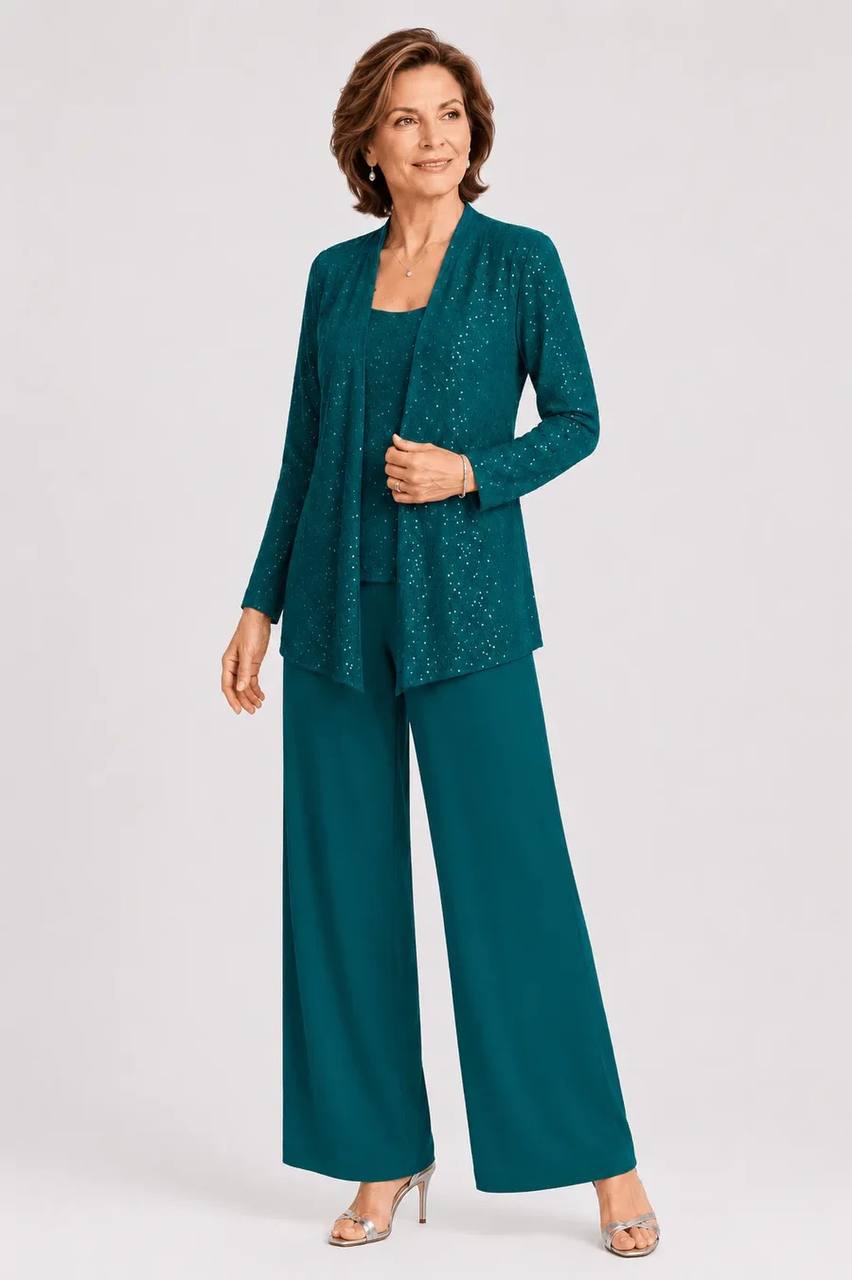 Women's Three Piece Shimmer Lounge Set