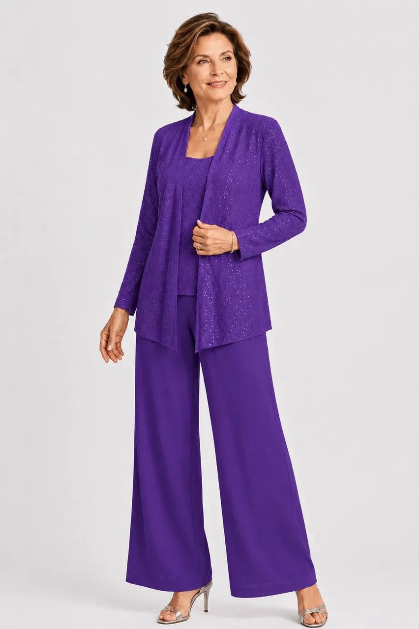 Women's Three Piece Shimmer Lounge Set