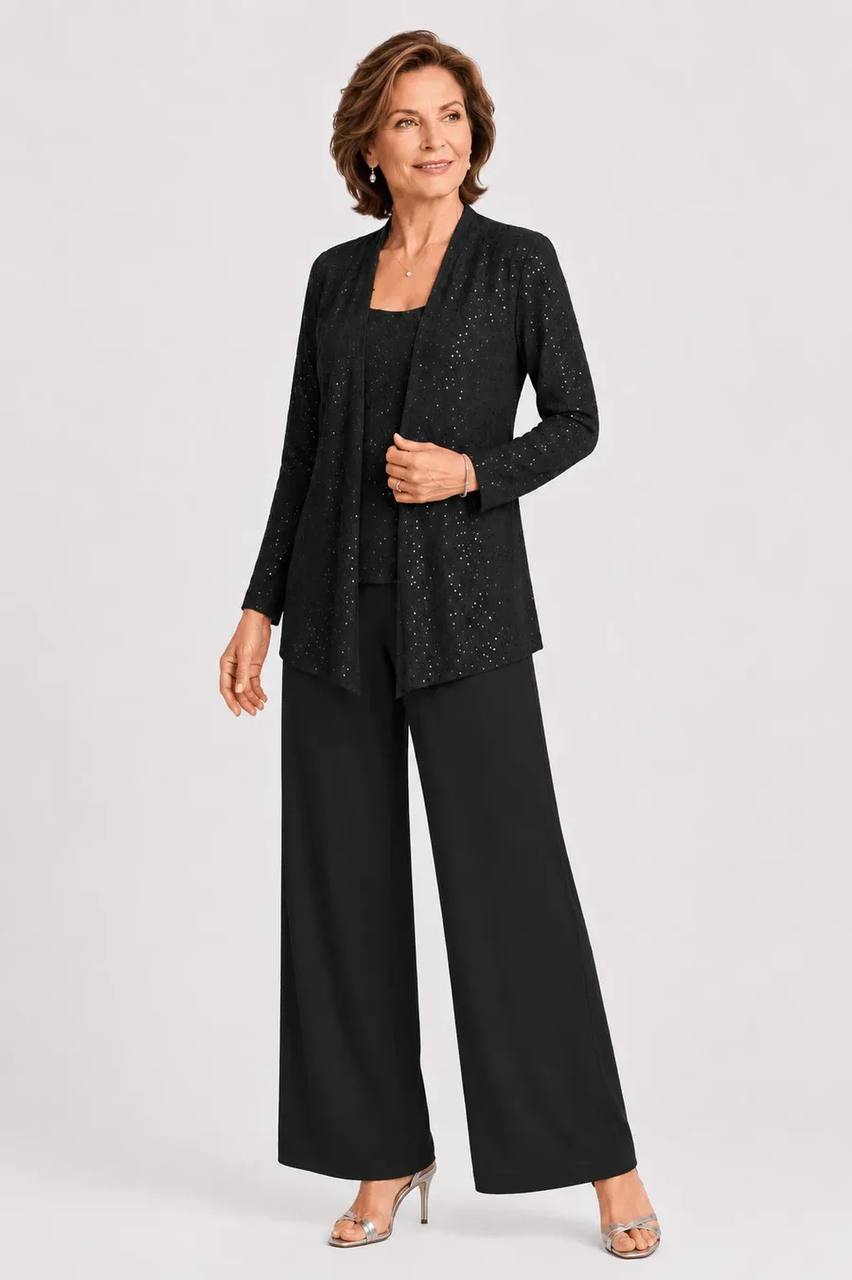 Women's Three Piece Shimmer Lounge Set