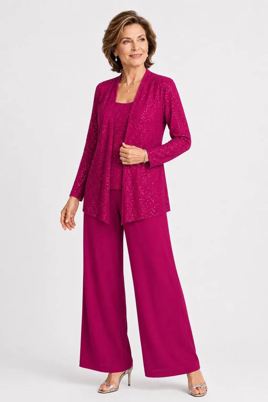 Women's Three Piece Shimmer Lounge Set
