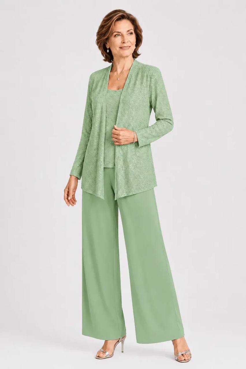Women's Three Piece Shimmer Lounge Set