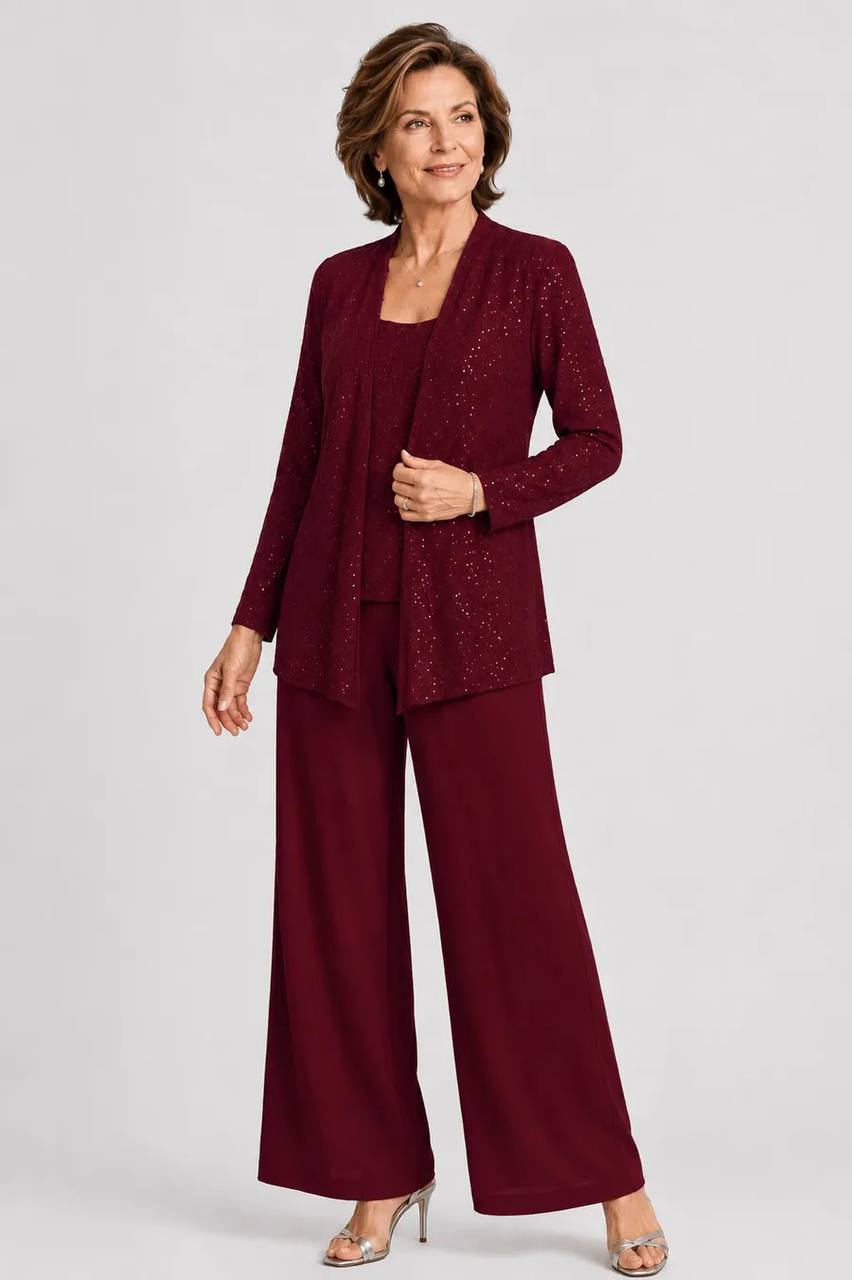 Women's Three Piece Shimmer Lounge Set