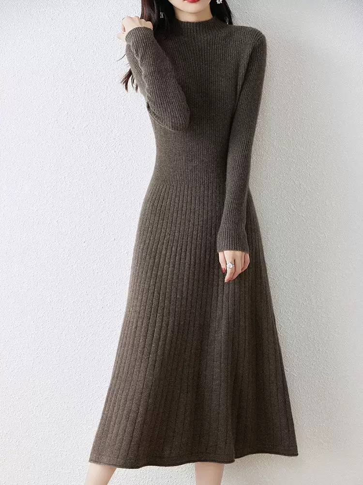 Women's Ribbed Knit Long Sleeve Maxi Dress