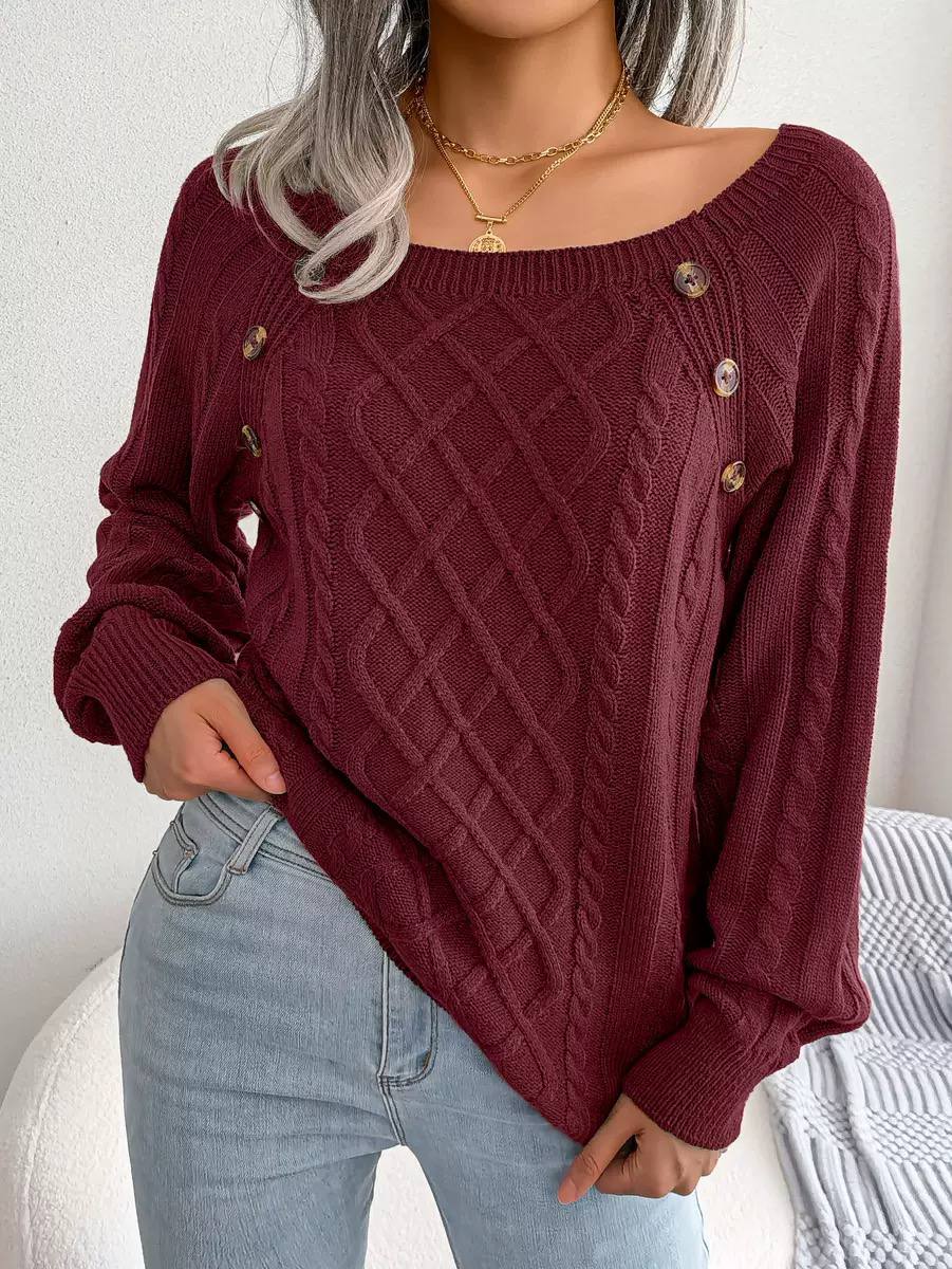 Women's Cable Knit Off Shoulder Sweater