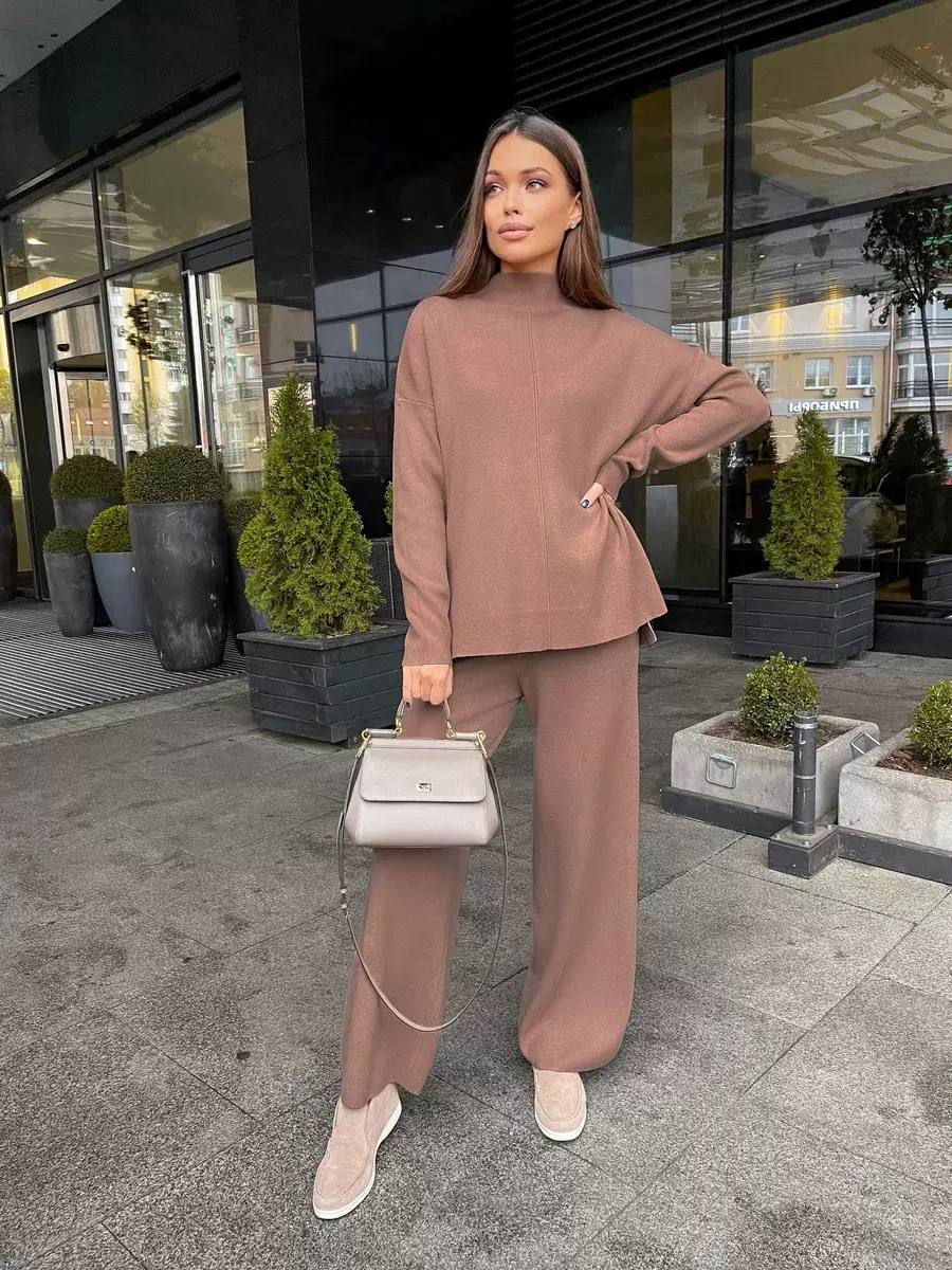 Women's Mock Neck Knit Lounge Set