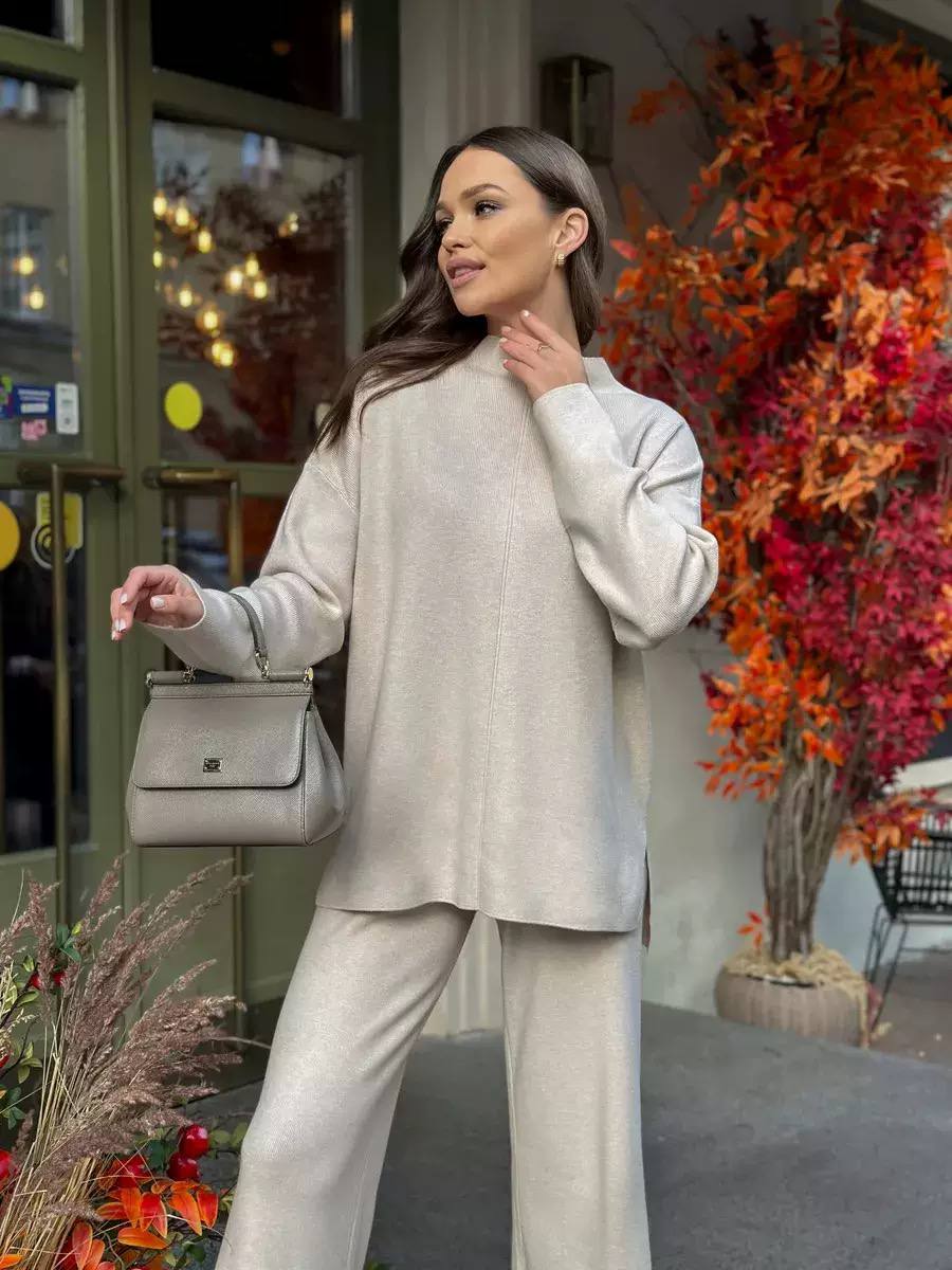 Women's Mock Neck Knit Lounge Set