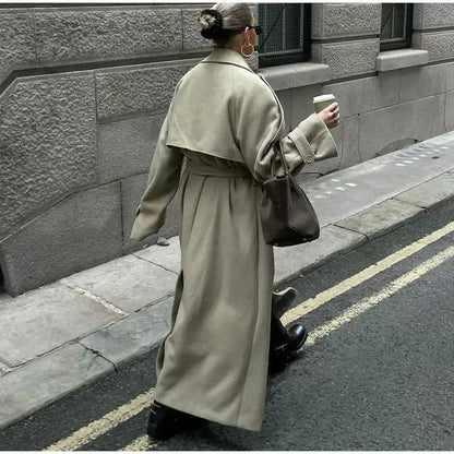 Women's Oversized Double Breasted Maxi Trench Coat