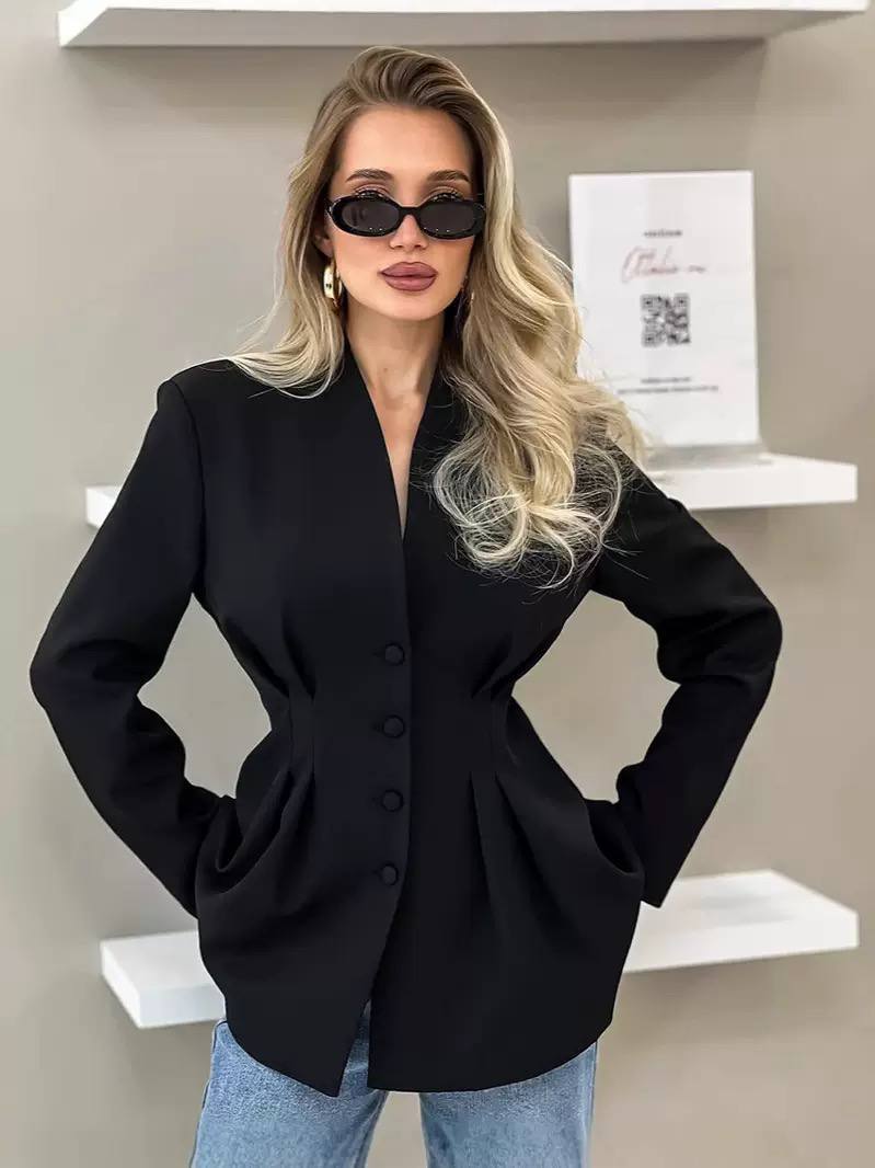 Women's Tailored Waist Blazer Jacket