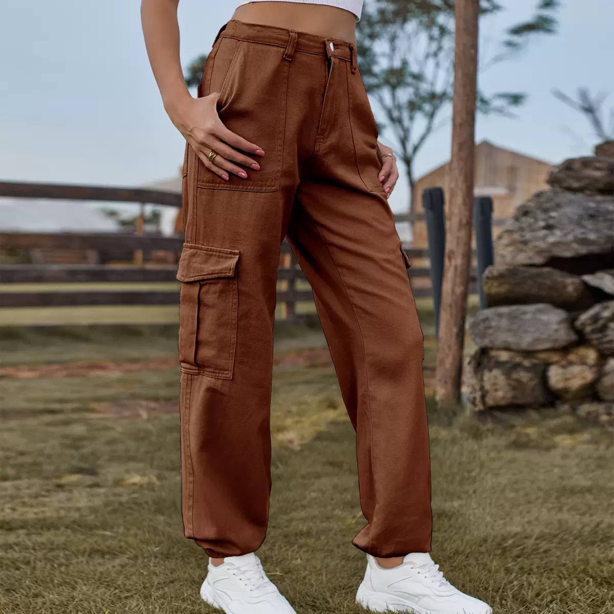 Women's High Waisted Cargo Jeans