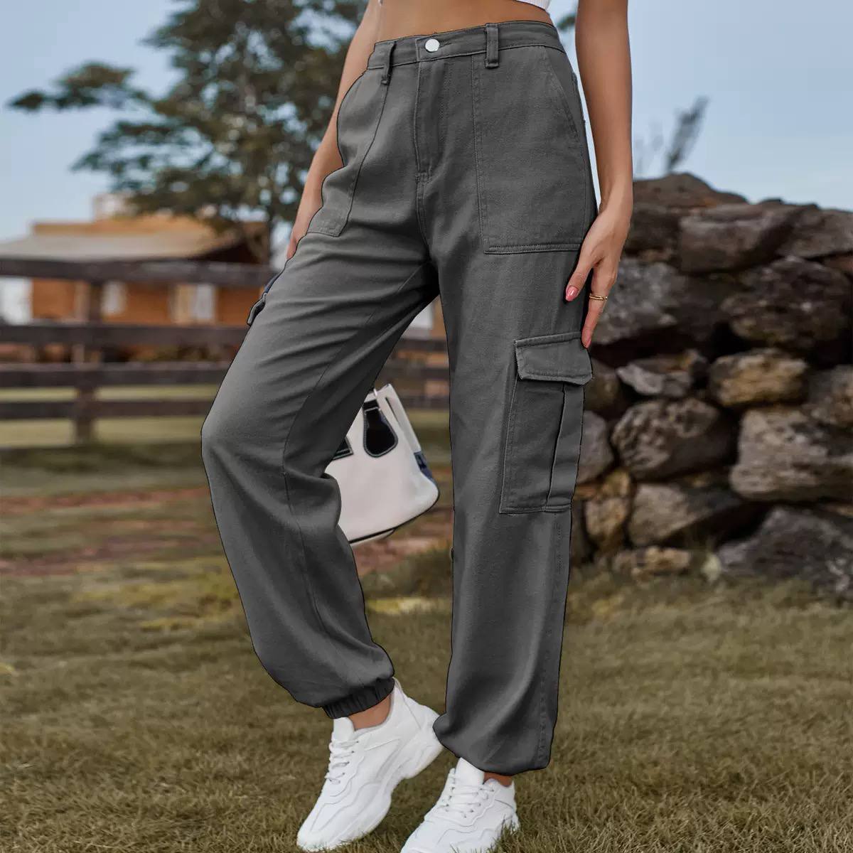 Women's High Waisted Cargo Jeans