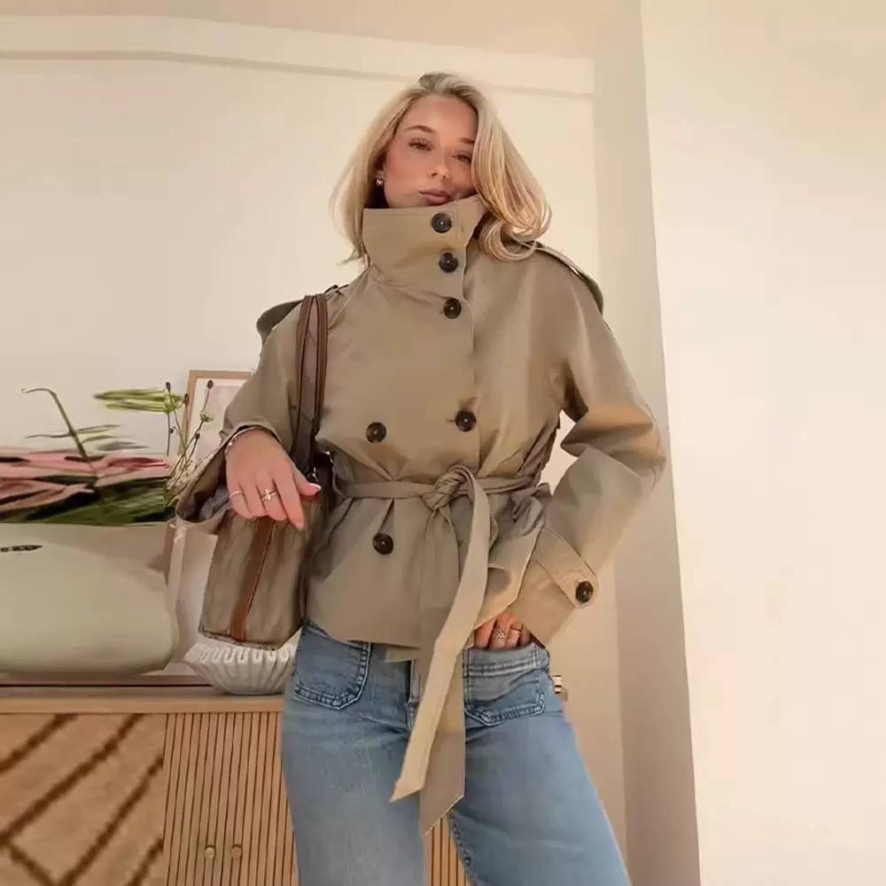 Women's Belted Double Breasted Trench Coat