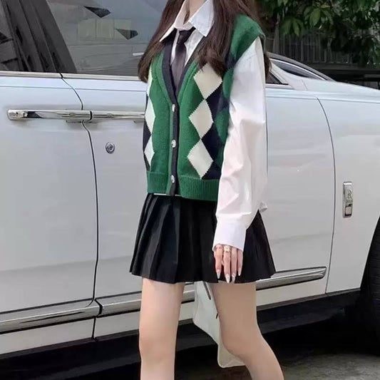 Women's Argyle Knit Sweater Vest
