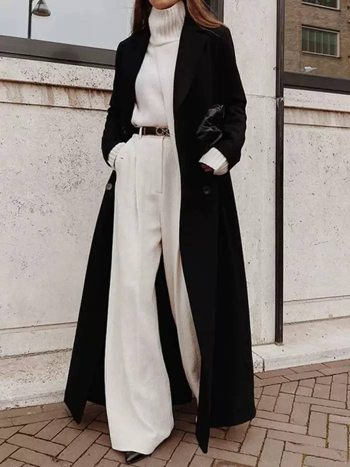 Women's Double Breasted Long Wool Coat