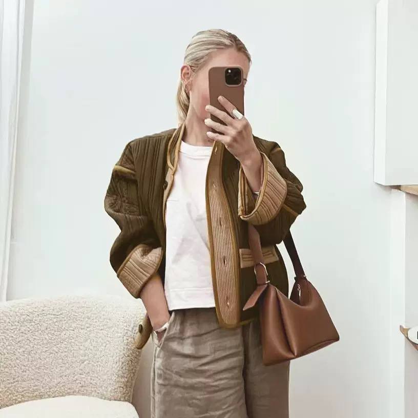 Quilted Jacket – Contrast Trim Jacket with High Neck