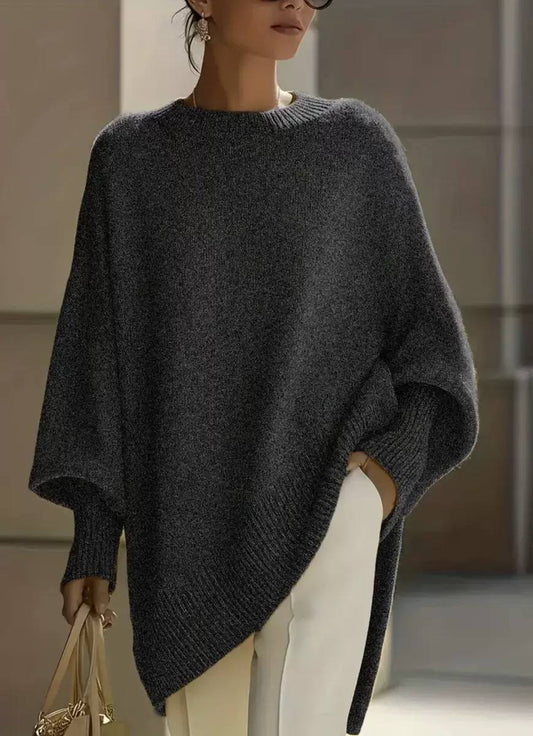 Oversized Crew Neck Knit Sweater – Relaxed Fit with Ribbed Cuffs
