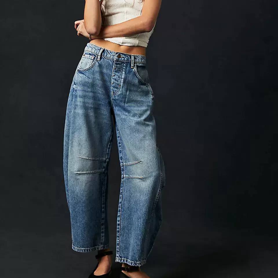 High-Waisted Wide-Leg Jeans – Relaxed Fit with Panelled Details