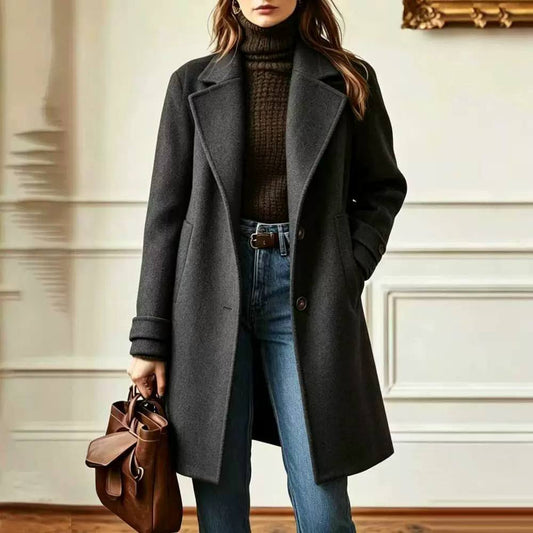 Longline Double-Breasted Wool Coat – Classic Tailored Fit