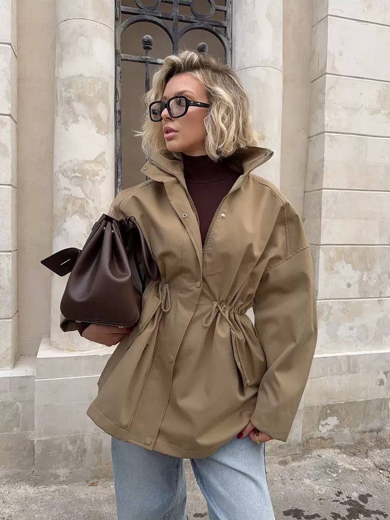 Utility Jacket – Adjustable Drawstring Waist & Oversized Fit