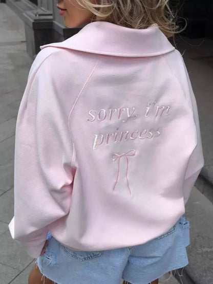 Oversized Pink Hoodie – “Sorry, I’m Princess” Embroidered Back Design