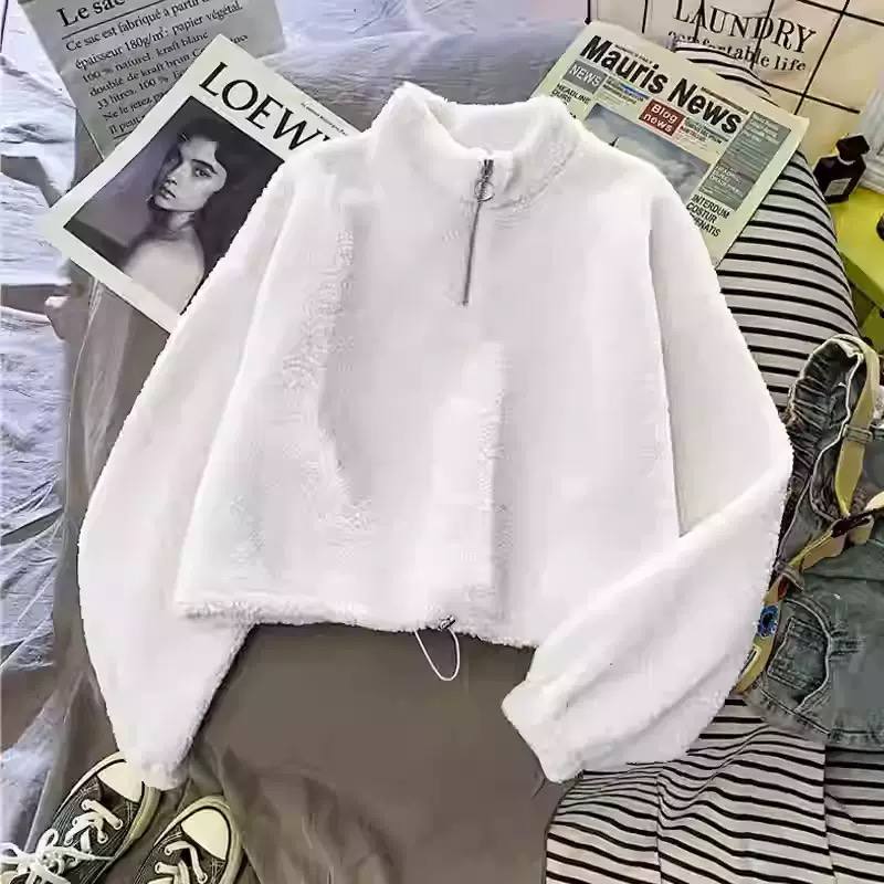 Women's Sherpa Fleece Half Zip Oversized Sweatshirt - Mock Neck Pullover