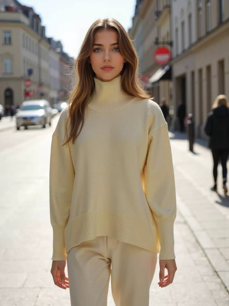 Oversized Ribbed Turtleneck Sweater – Relaxed Fit Knit Pullover