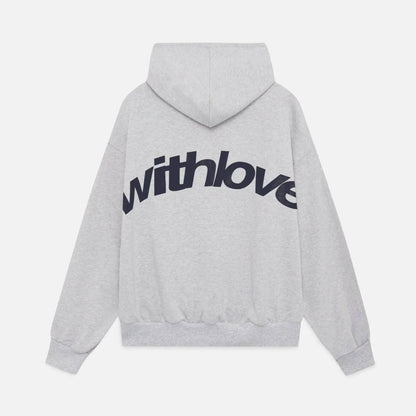 Oversized Graphic Print Hoodie - kangaroo pocket