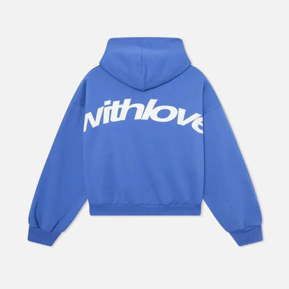 Oversized Graphic Print Hoodie - kangaroo pocket