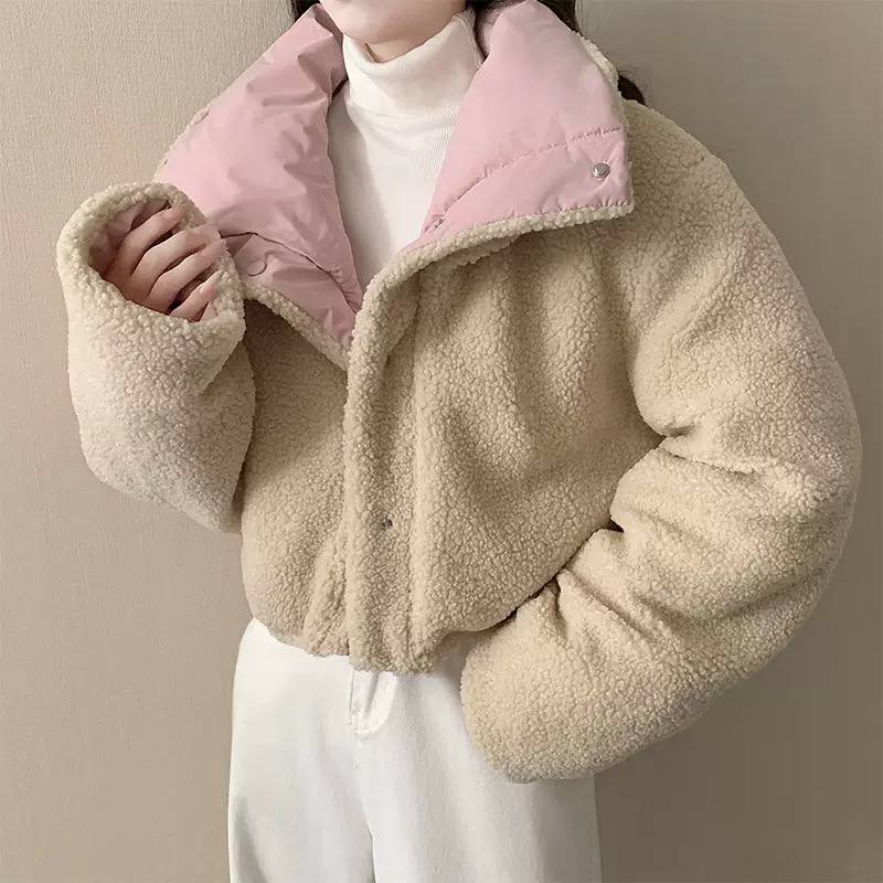 Cropped Teddy Collar Puffer Jacket