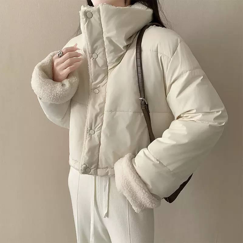 Cropped Teddy Collar Puffer Jacket