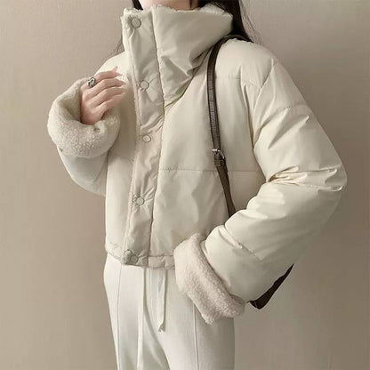 Cropped Teddy Collar Puffer Jacket