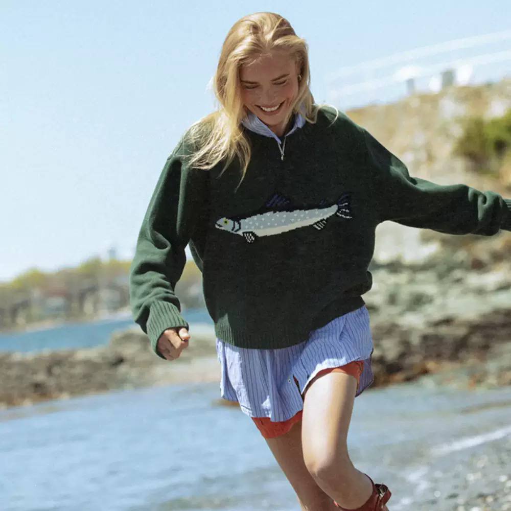 Crew Neck Oversized Knit Sweater - Long Sleeves & Ribbed Cuffs and Hem