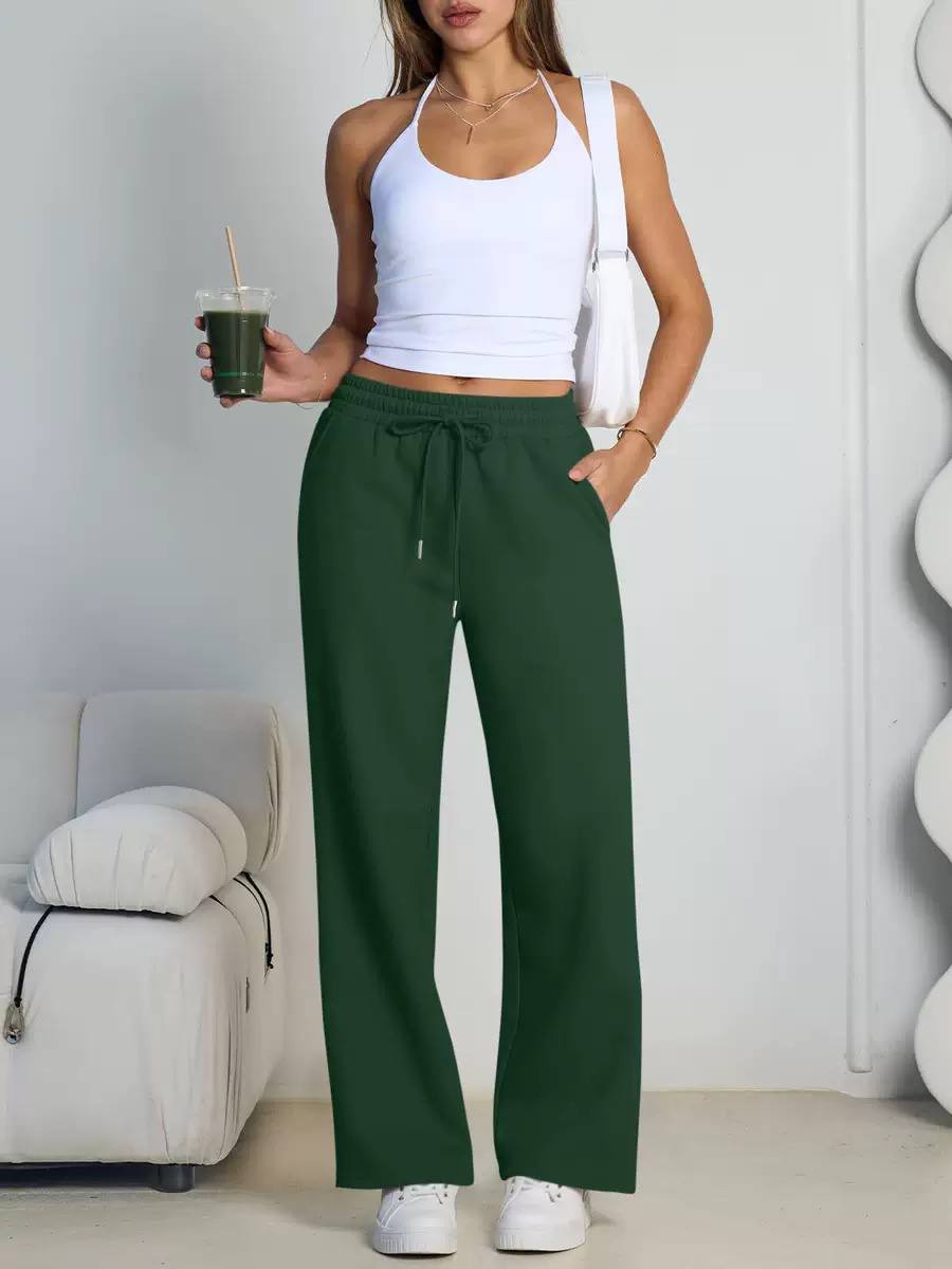 Wide-Leg Trousers – High-Waisted Drawstring Casual Pants