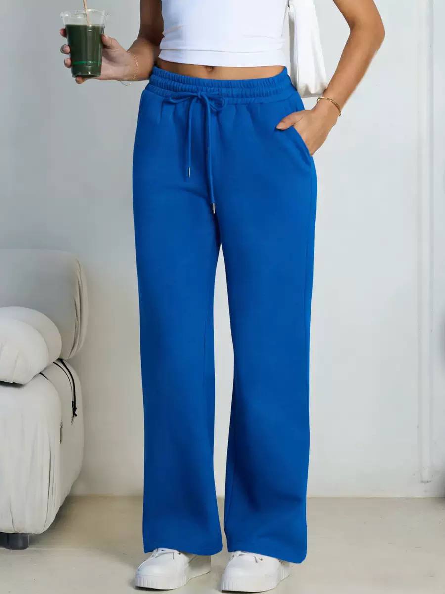 Wide-Leg Trousers – High-Waisted Drawstring Casual Pants