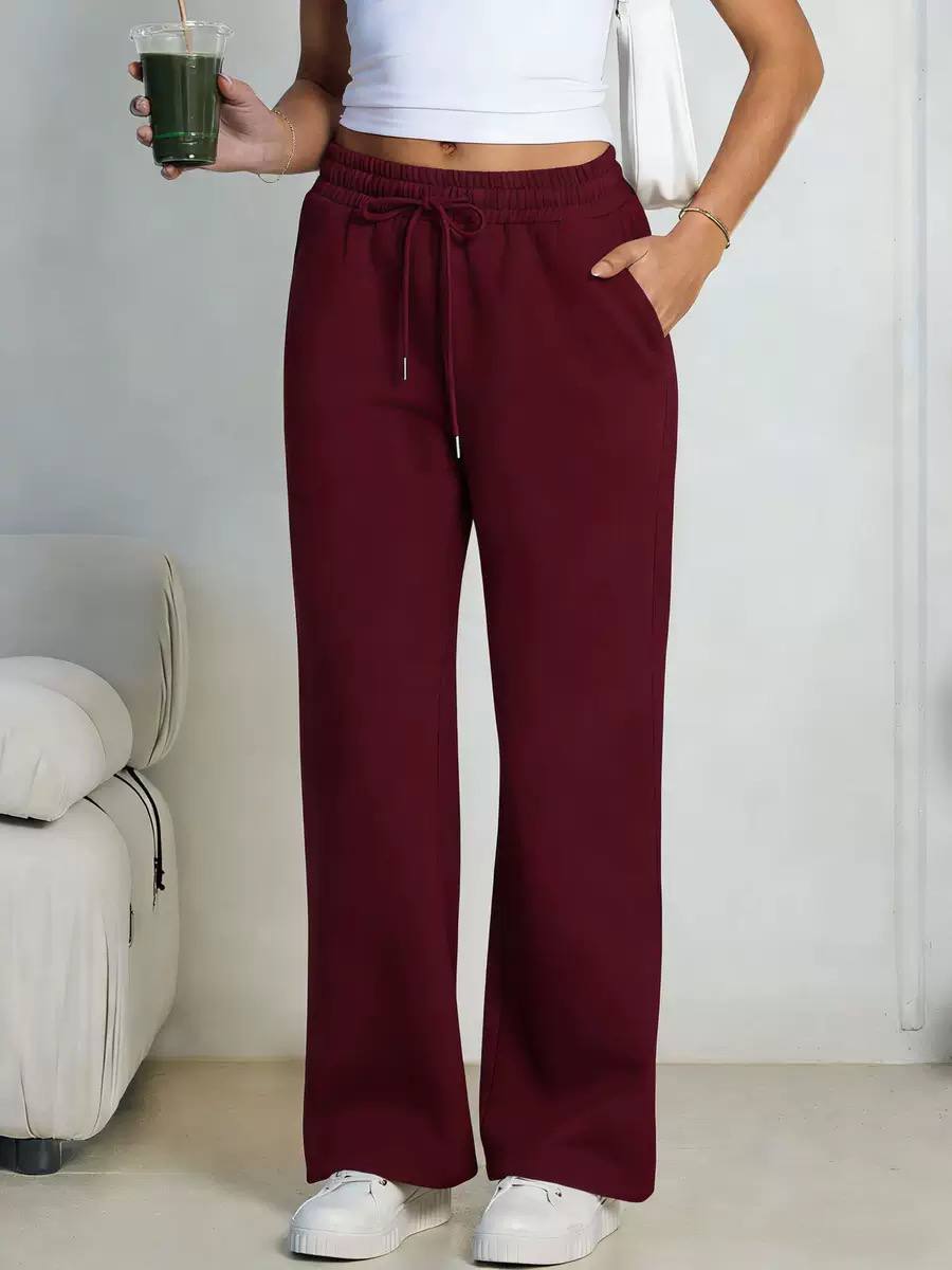 Wide-Leg Trousers – High-Waisted Drawstring Casual Pants