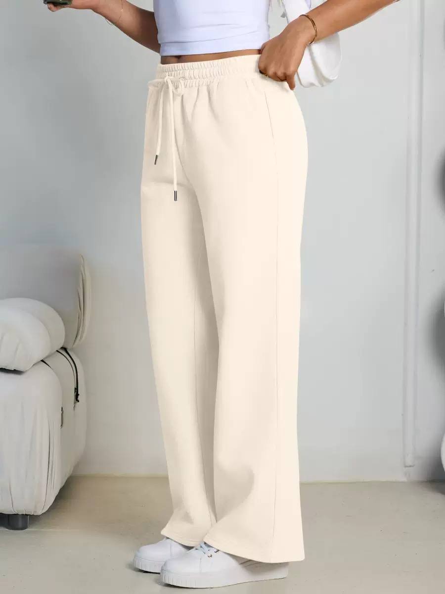 Wide-Leg Trousers – High-Waisted Drawstring Casual Pants
