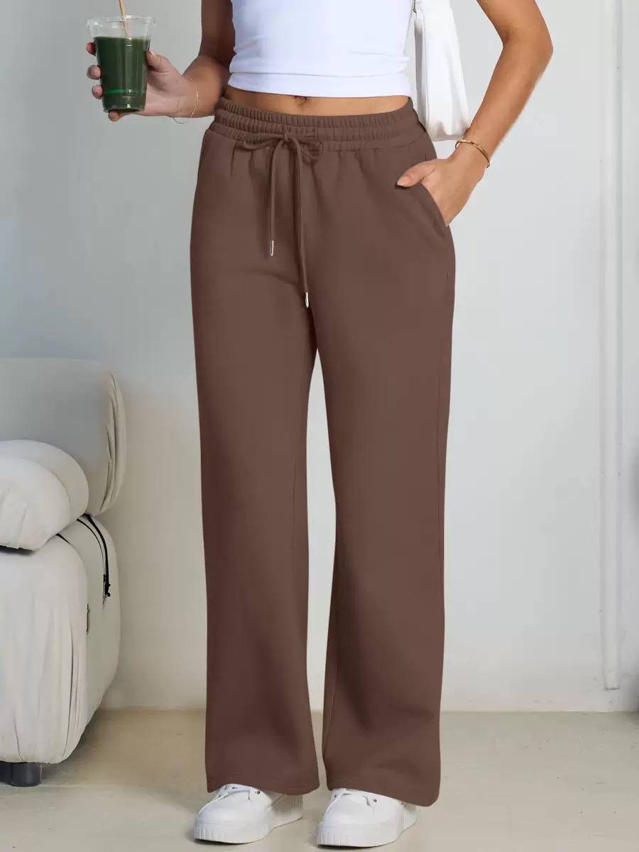 Wide-Leg Trousers – High-Waisted Drawstring Casual Pants