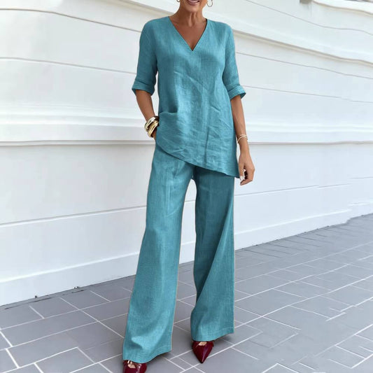 Women's V Neck Lounge Matching Set