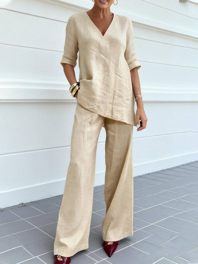 Women's V Neck Lounge Matching Set