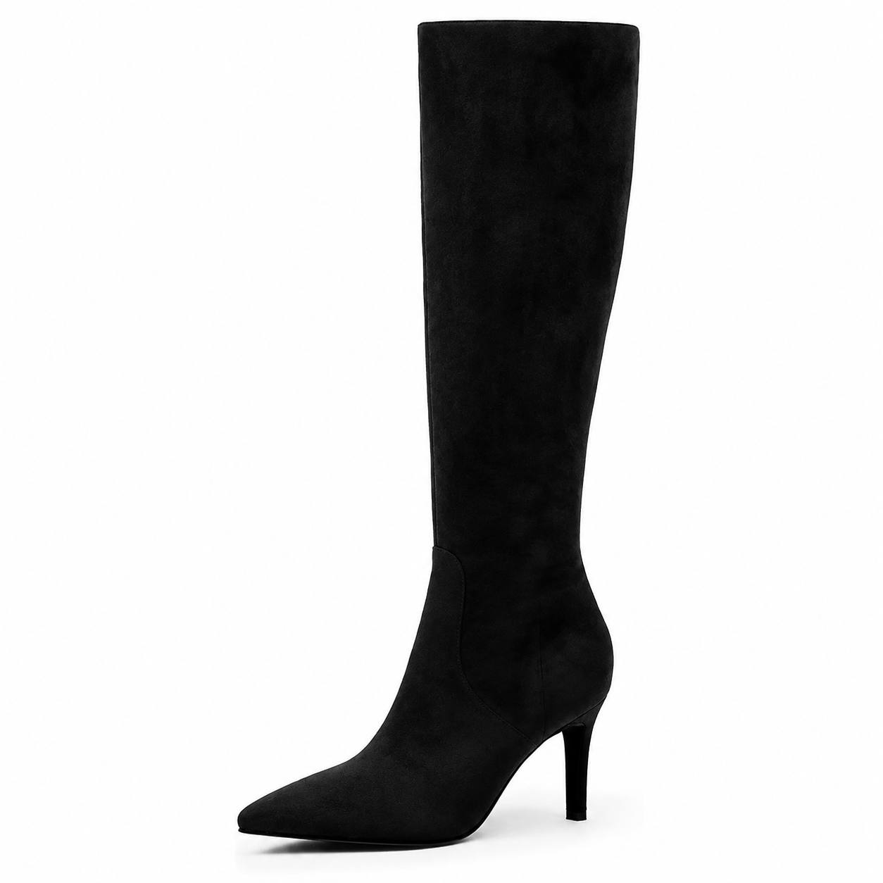 Knee-High Heeled Boots – Pointed-Toe Slim-Fit Boots