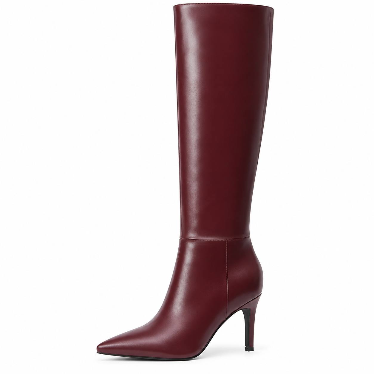 Knee-High Heeled Boots – Pointed-Toe Slim-Fit Boots